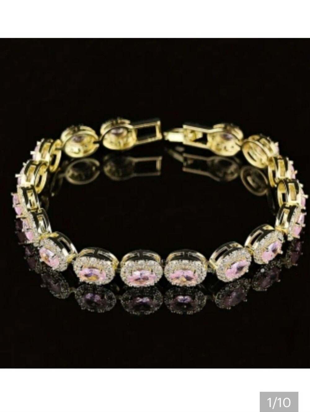 🆕️💎PINK ZIRCON OVAL TENNIS BRACELET - GOLD TONE💎